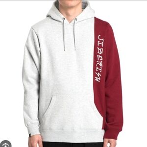 Two-Tone Jiberish Colorado Heather Gray and Red Hoodie Sweatshirt Size Large